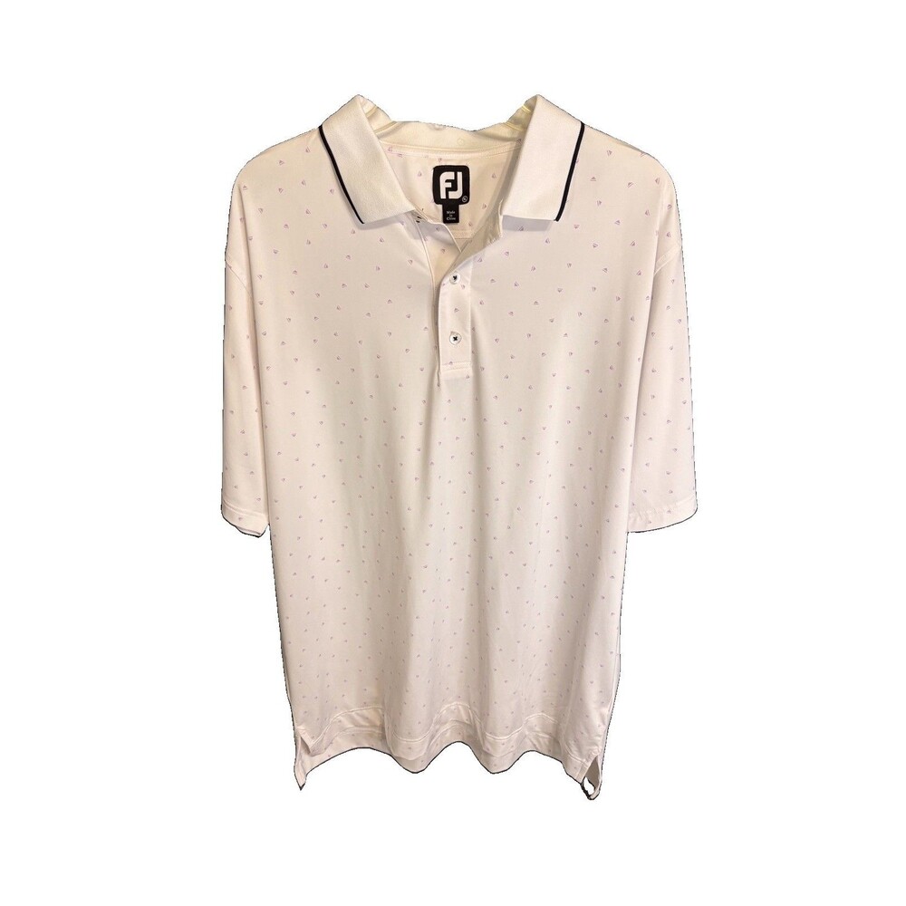 Footjoy Golf Shirt Men Extra Large White All Over Print Performance Polo Stretch